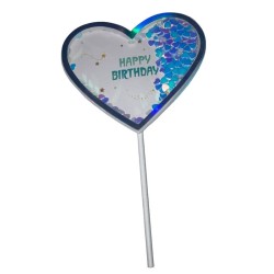 Cake tupper corazón Azul Happy Birthday