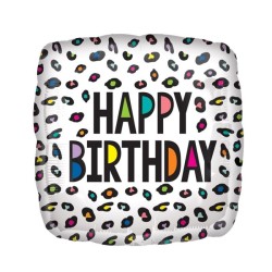 Globo de cumpleaños leopardo arco iris