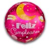 Globo de cumpleaños rosa con luna