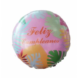 Globo feliz cumpleaños hojas