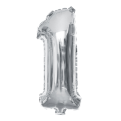 Globo número 1 de 32 pulgadas plateado