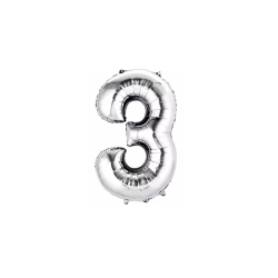 Globo número 3 de 32 pulgadas plateado