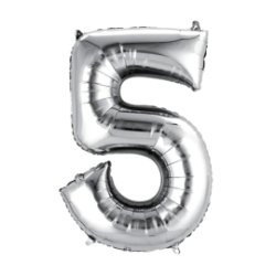 Globo número 5 de 32 pulgadas plateado