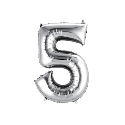 Globo número 5 de 32 pulgadas plateado