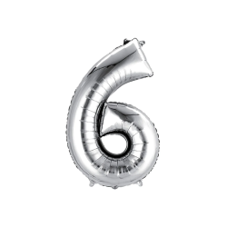 Globo número 6 de 32 pulgadas plateado