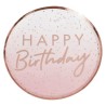 Plato pastelero de cartón Rosa Happy Birthday (6 piezas)