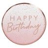 Plato pastelero de cartón Rosa Happy Birthday (6 piezas)