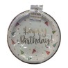 Plato pastelero de cartón Blanco Happy Birthday (6 piezas)