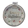 Plato pastelero de cartón Blanco Happy Birthday (6 piezas)